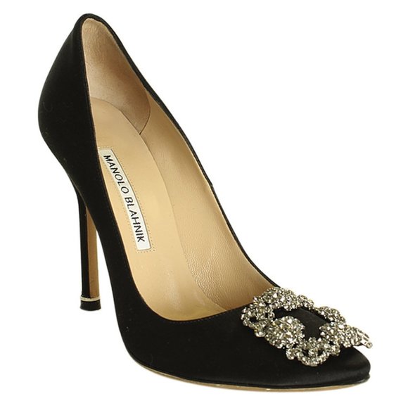 Manolo Blahnik Shoes - Manolo Blahnik Hangisi Black Satin Pumpsx Size 36.5 201588